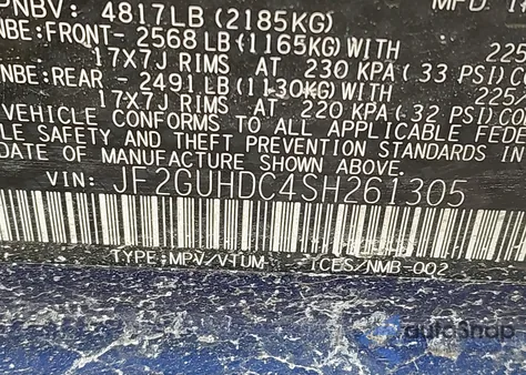 2025 Subaru Crosstrek Premium z USA, uszkodzony, nr VIN JF2GUHDC4SH261305